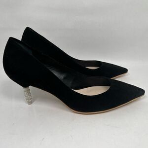 Sophia Webster Coco Crystal Mid-Heel Suede Pumps Size 41.5 Black